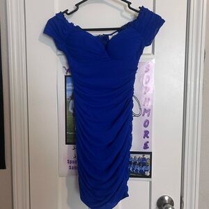 Blue Off-Shoulder Hoco Dress